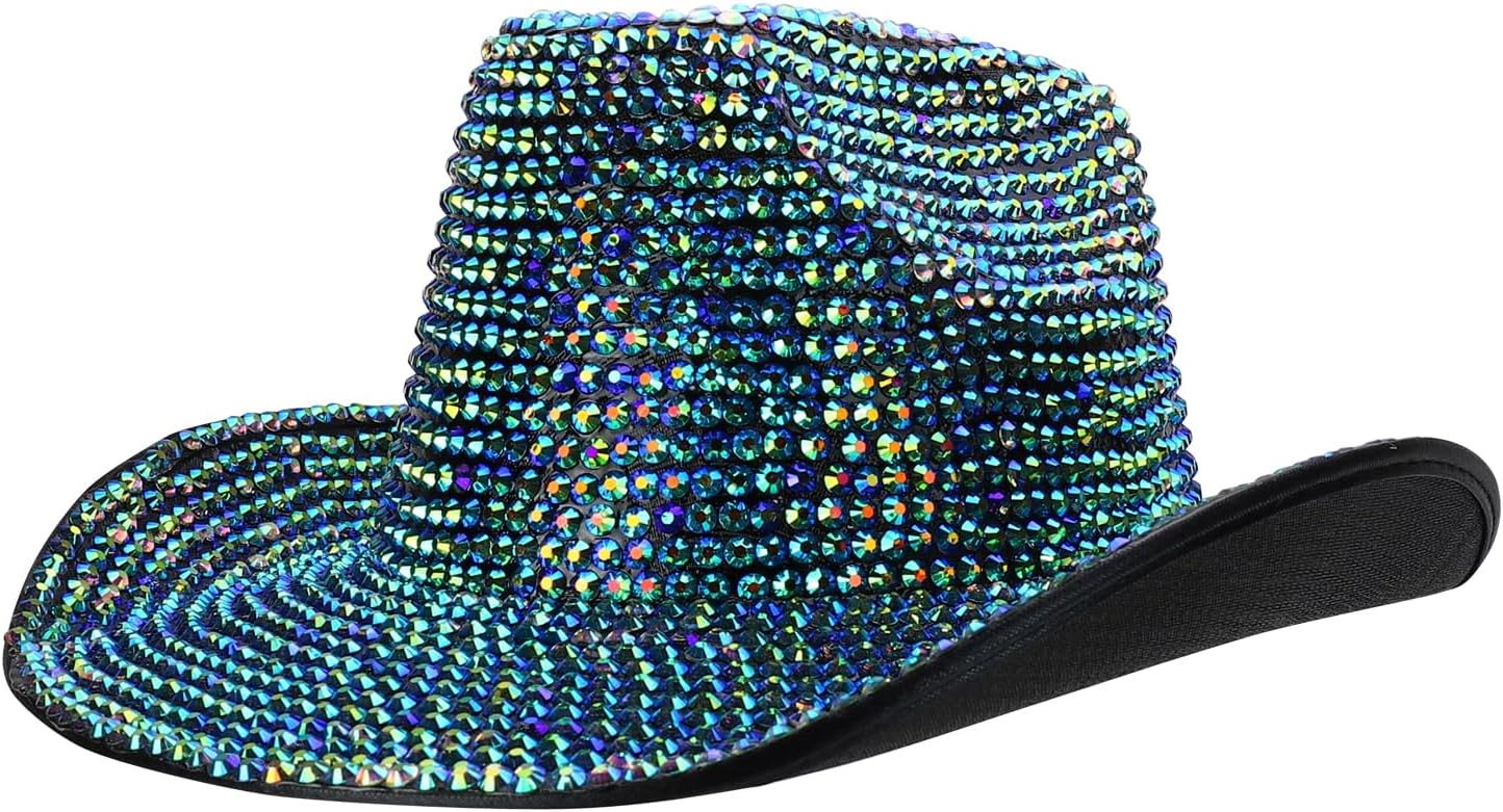 Trendy Apparel Shop Rhinestone Studded Bling Western Cowboy Cowgirl Hat