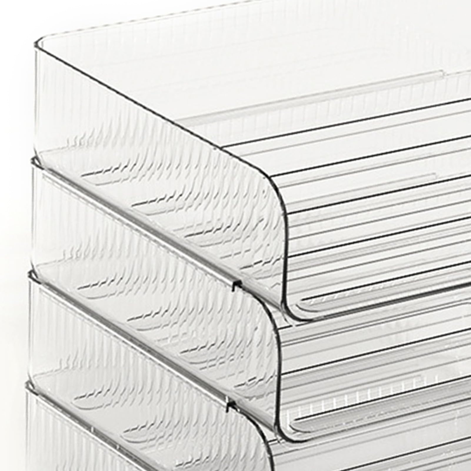 bandeja apilable para organizador de papel, diseño transparente, cuatro compartimentos, material plástico duradero, solución de almacenamiento flexible para