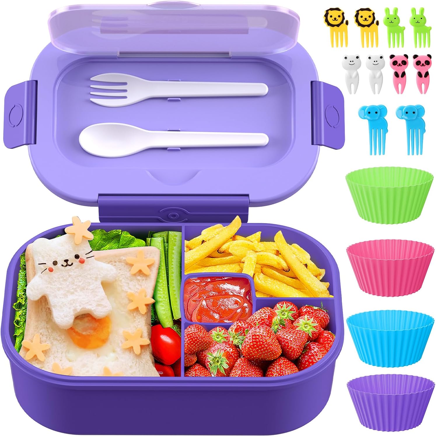 Lonchera Bento para niños y adultos, estilo bento, 44.0 fl oz, tamaño de porción ideal a prueba de fugas, para adolescentes y niños, sin BPA, para