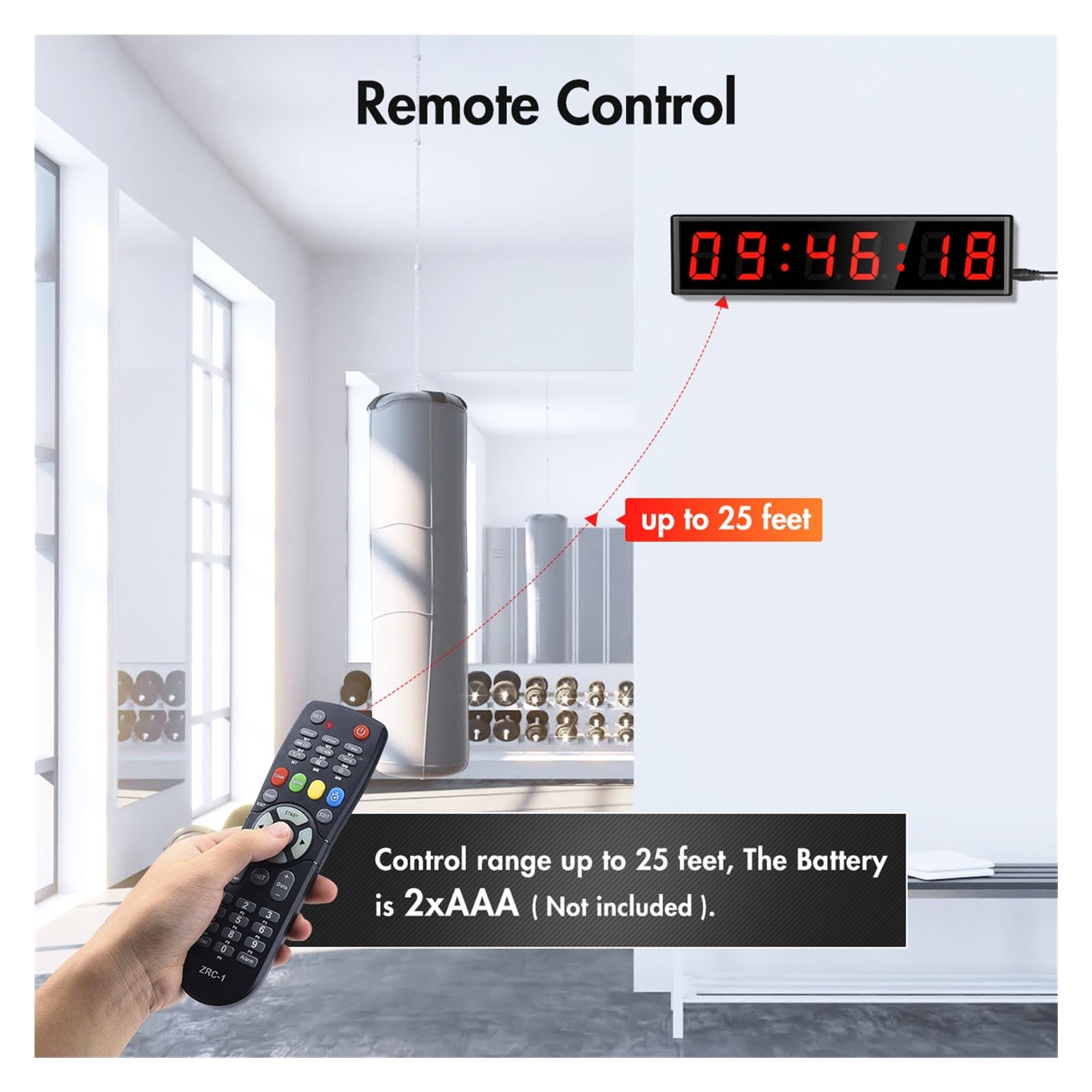 Timer palestra, 3 pollici LED palestra timer intervallo conto alla rovescia orologio da parete fitness cronometro domestica ora minuto secondo tempo reale
