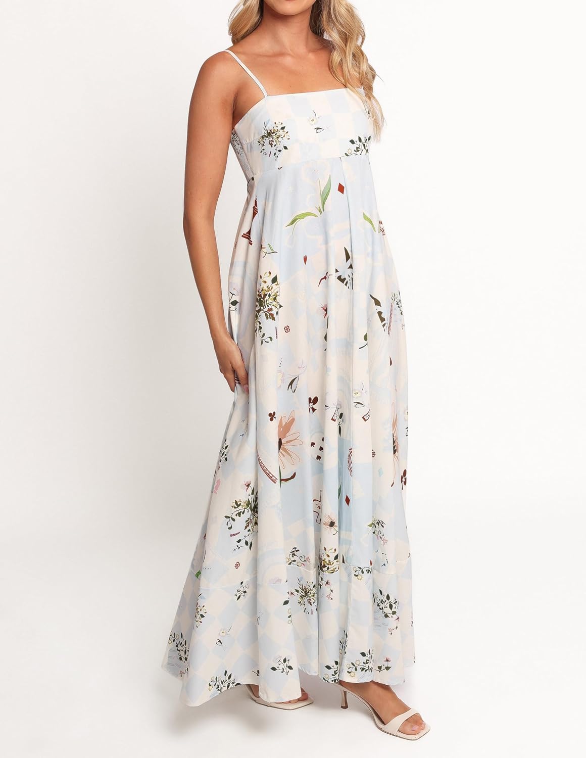 Women Spaghetti Strap Maxi Dress Colorful A Line Swing Long Smocked Picnic Dress Boho Beach Vacation Sundress - Image 2