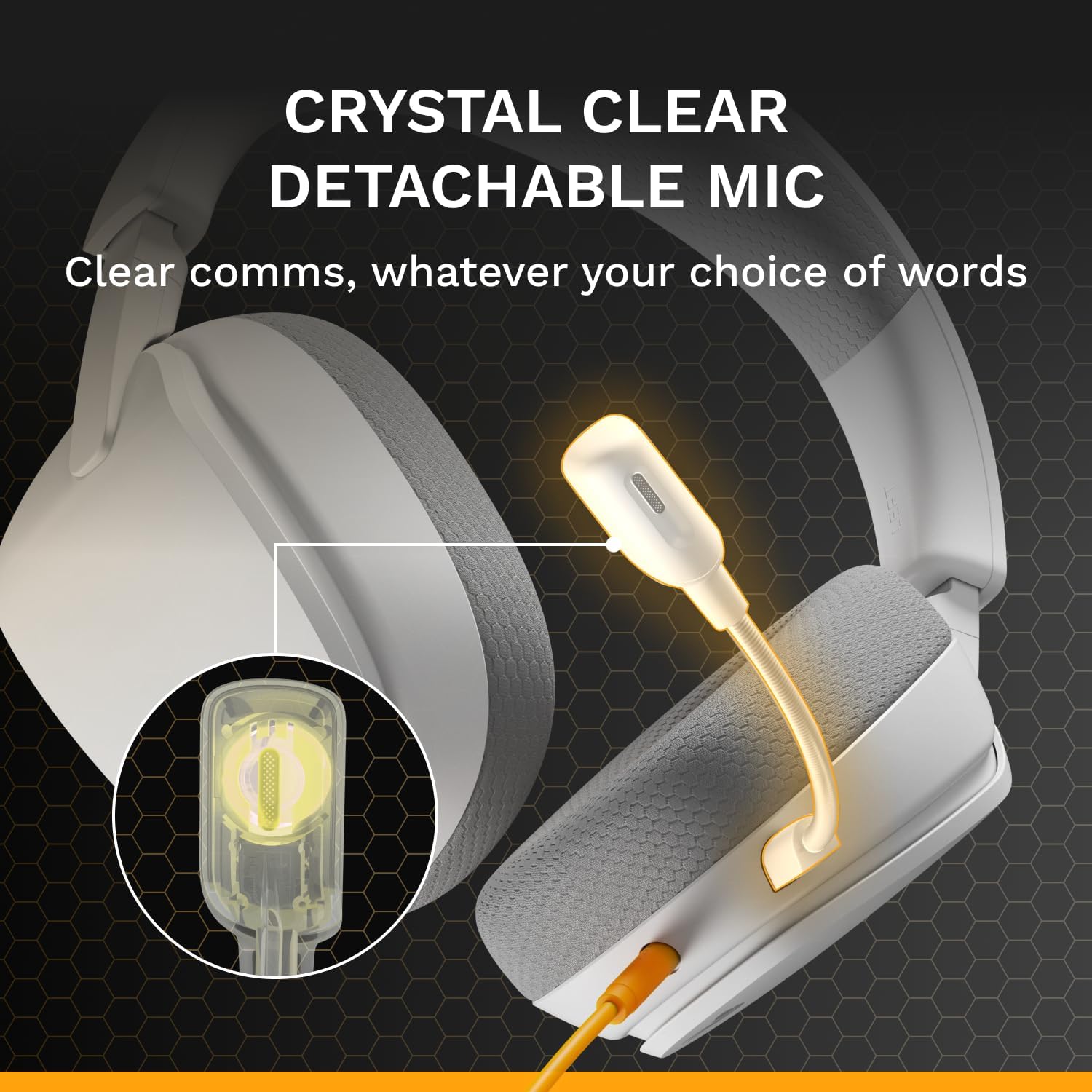 GLORIOUS GHS Eternal - Stereo Gaming Headset for PC, PS5, PS4, Xbox, Switch - Custom Tuned Angled Drivers, Adjustable Crystal Clear Detachable Mic, 3.5mm - Durable, All Day/Night Comfort - White