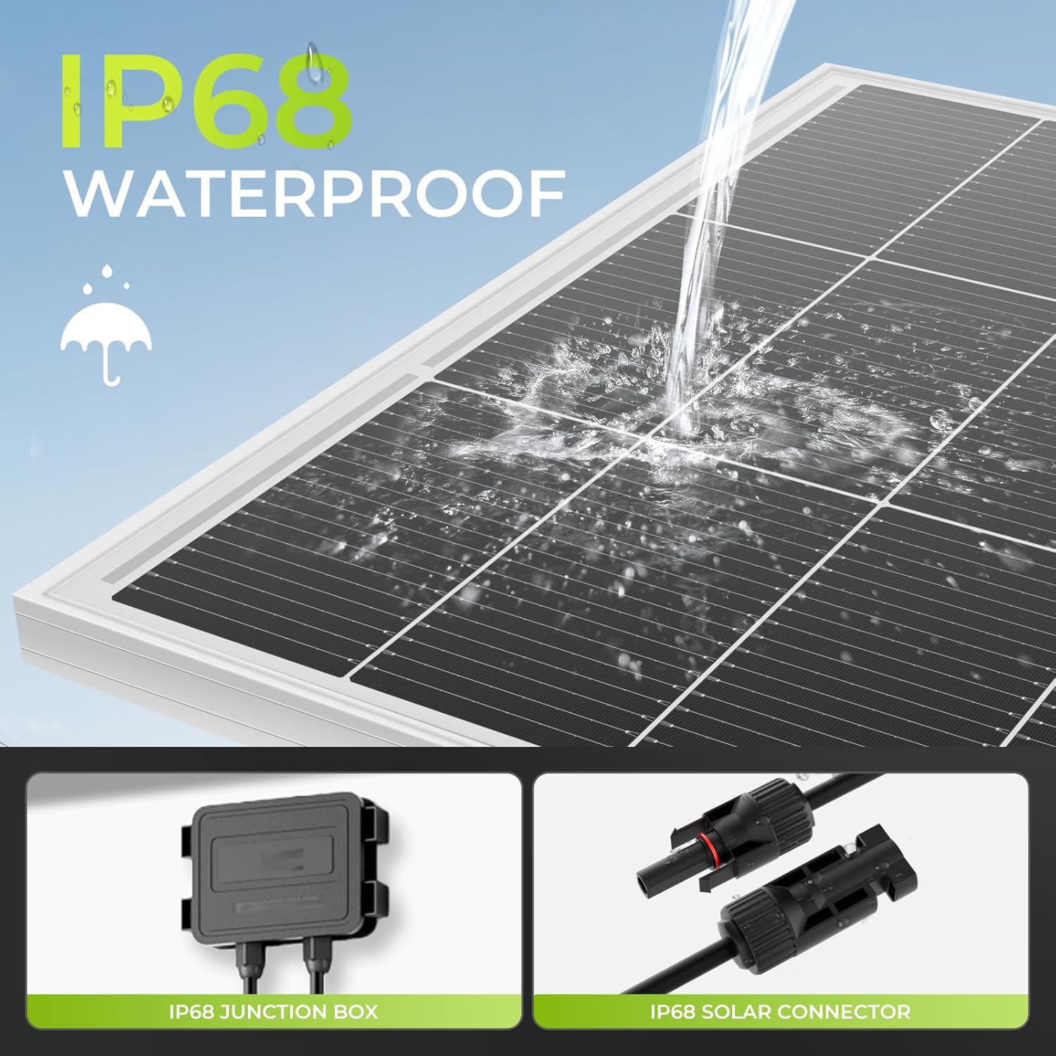 Panel Solar De 400 W, 2 X 200 W, Monocristalino, 12 V, Alta Eficiencia, Resistente Al Agua Ip68, Ideal para El Hogar, Caravanas, Barcos Y Soluciones De Energía Fuera De La Red, con 4 Conectores.