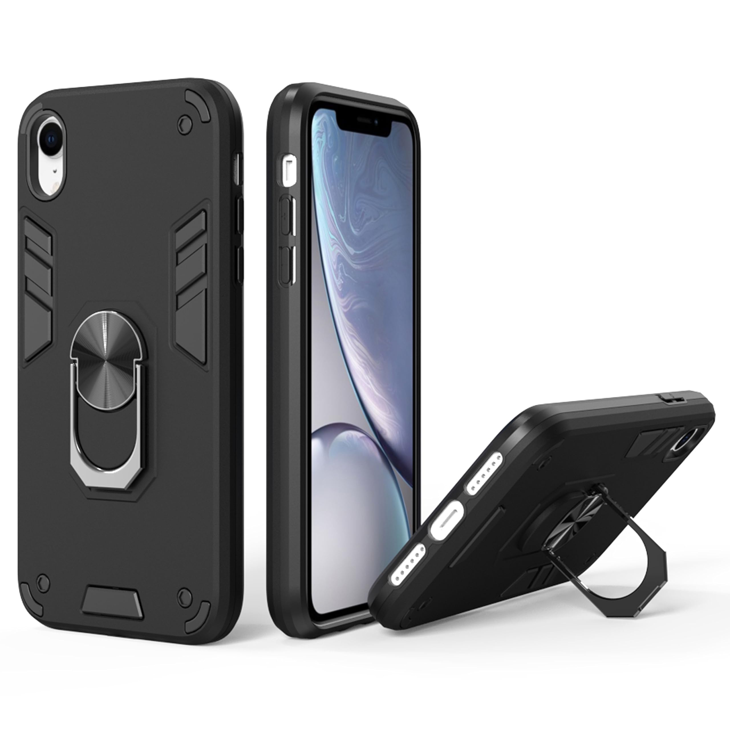 Zapcase Back Case Cover for iPhone XR | Shock Proof Case for iPhone XR with Camera Protection (Amor | Hybrid PC+TPU | Full Protection with Ring Holder Kickstand | Black) (B0CH8FGF46) Amazon Price History, Amazon Price Tracker
