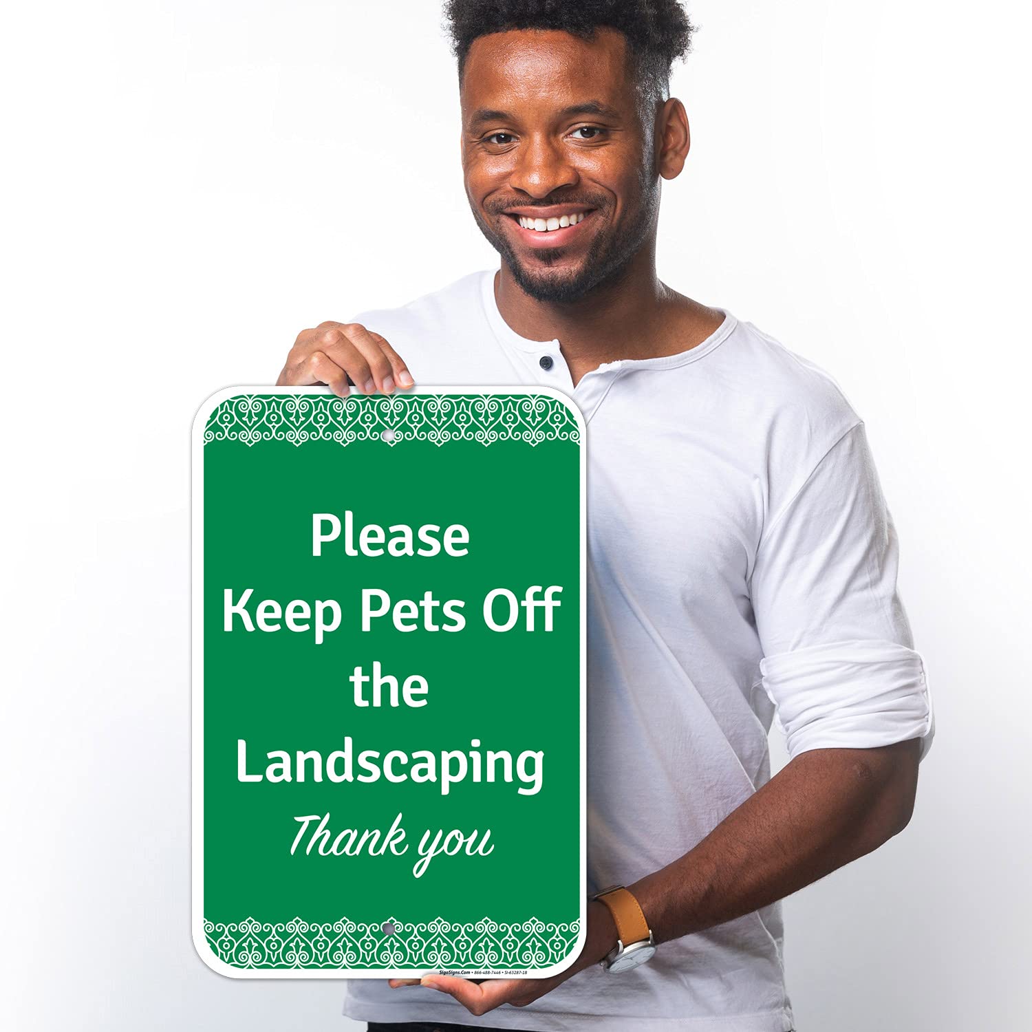 Please Keep Pets Off The Landscaping Thank You Sign, 12x18 Inches, Rust Free .063 Aluminum, Fade Resistant, Made in USA