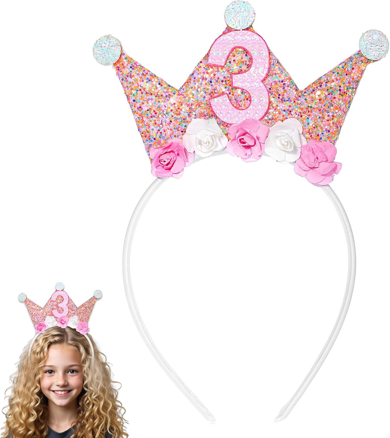 3d Rose Numéro Deux Avec Une Couronne De Fleurs. Concept D'anniversaire