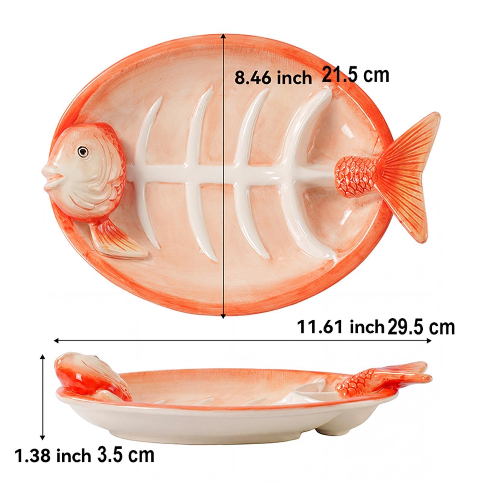 per Sushi Stoviglie in Ceramica Dipinte a Mano a Forma di Pesce | Vassoio da Portata per Dumpling Snack Antipasti Frutta Feste Compleanni Festival Casa Cucina Ristorante Appartamento