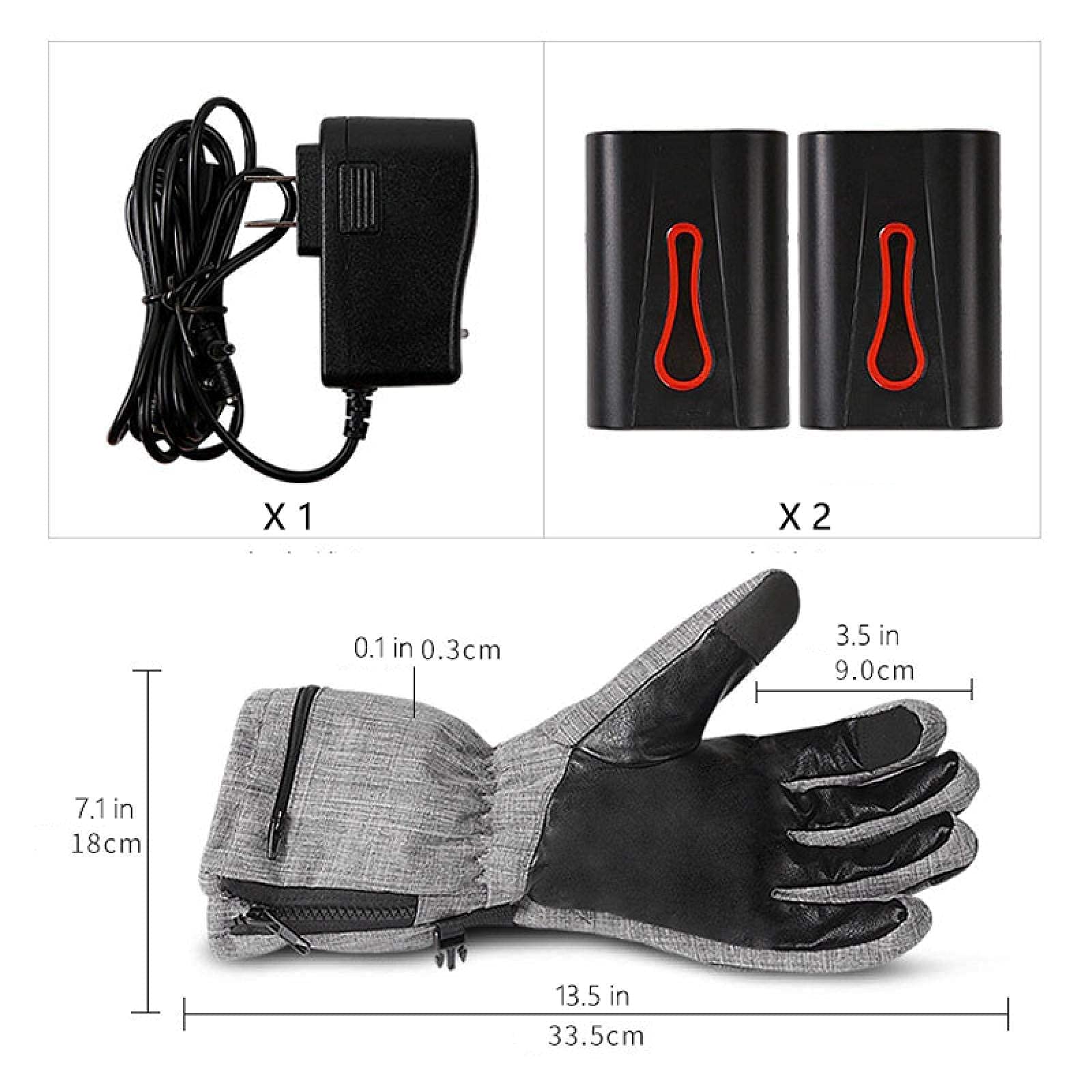 Guantes Térmicos, Baterías Recargables Guantes Térmicos para Hombres Mujeres, 3 Niveles de Calentamiento, Guantes Impermeables y Cortavientos, Ciclismo Motocicleta Senderismo Esquí