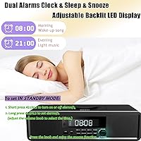 Vista 5 de Sistema estéreo compacto con reproductor de CD, Bluetooth, reloj de alarma dual, radio FM, sonido claro de 20W RMS, entrada USB/AUX, función