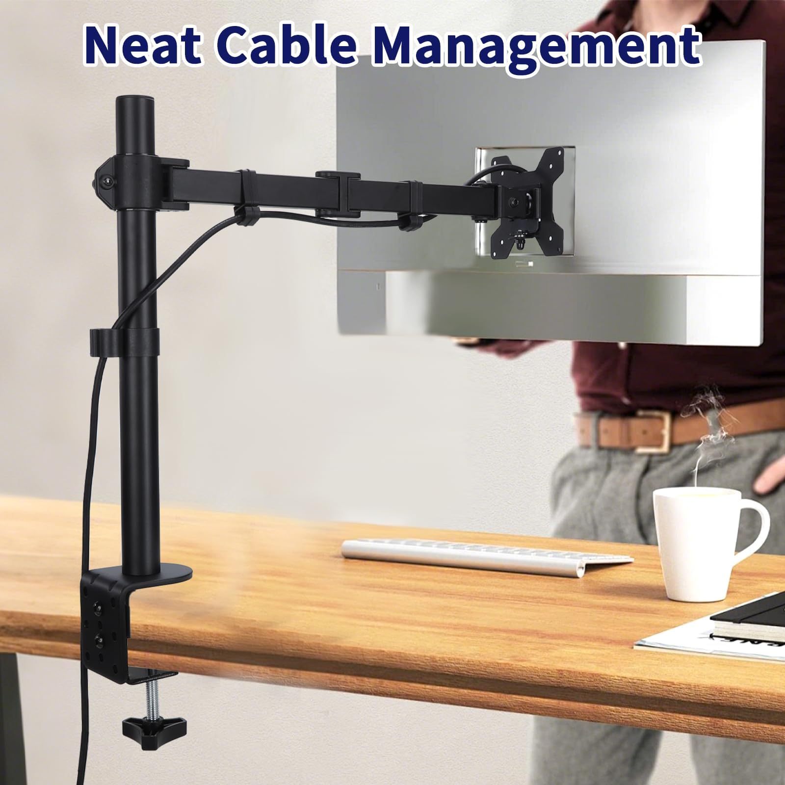 Braccio Supporto Singolo Monitor per Schermo 14-32" VESA 75x75/100x100mm