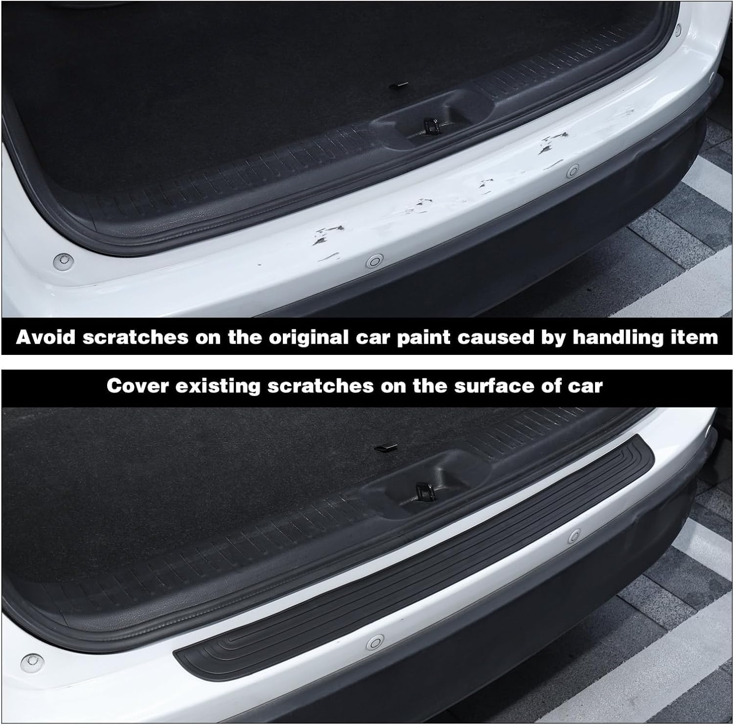 Car Rear Bumper Protector for 2021-2024 2025 Hyundai Elantra, Anti-Scratch and Anti-Slip Rubber Trunk Door Entry Cover Rear Bumper Protection Cover,A