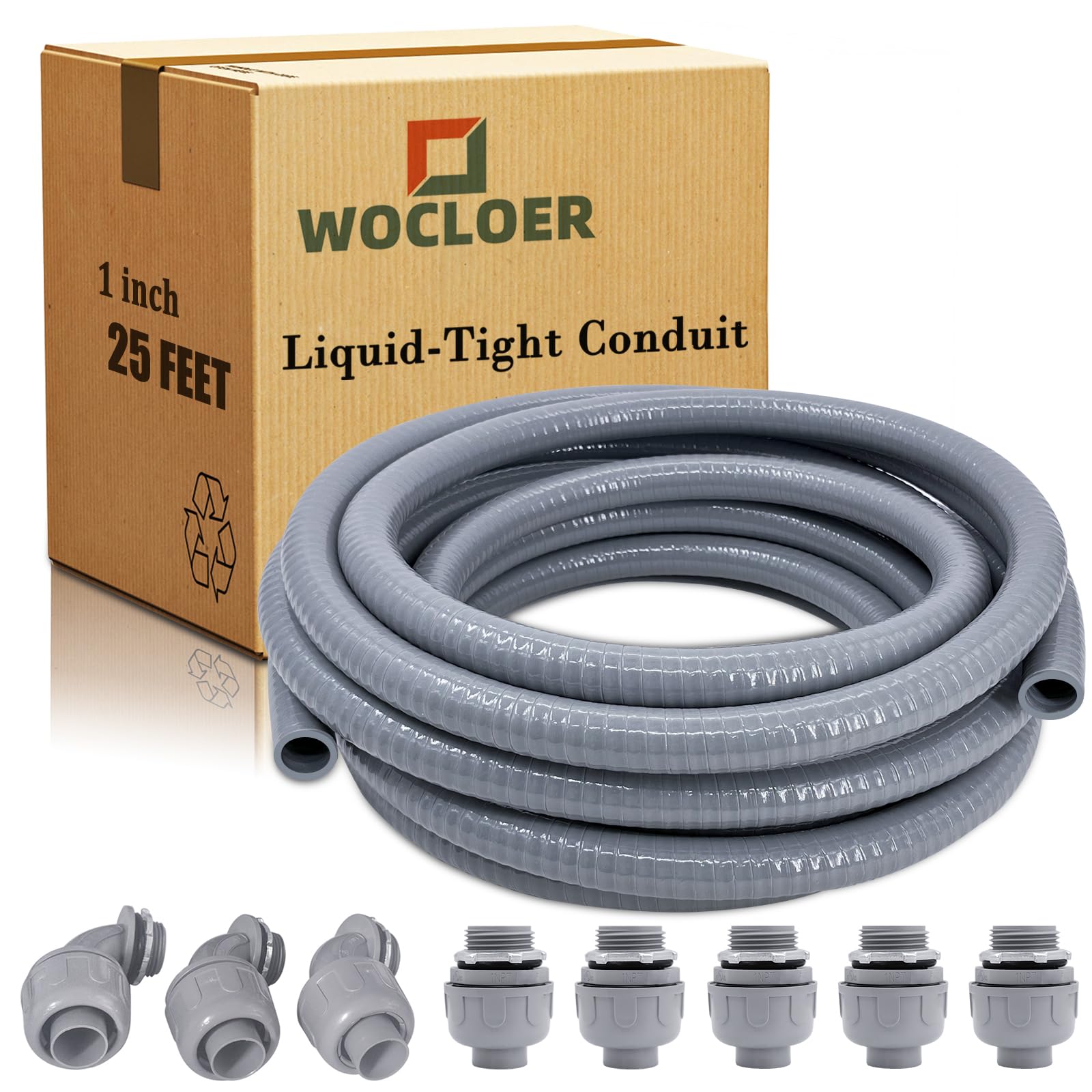 Wocloer Liquid-Tight Conduit 1inch 25 Foot, Flexible Non