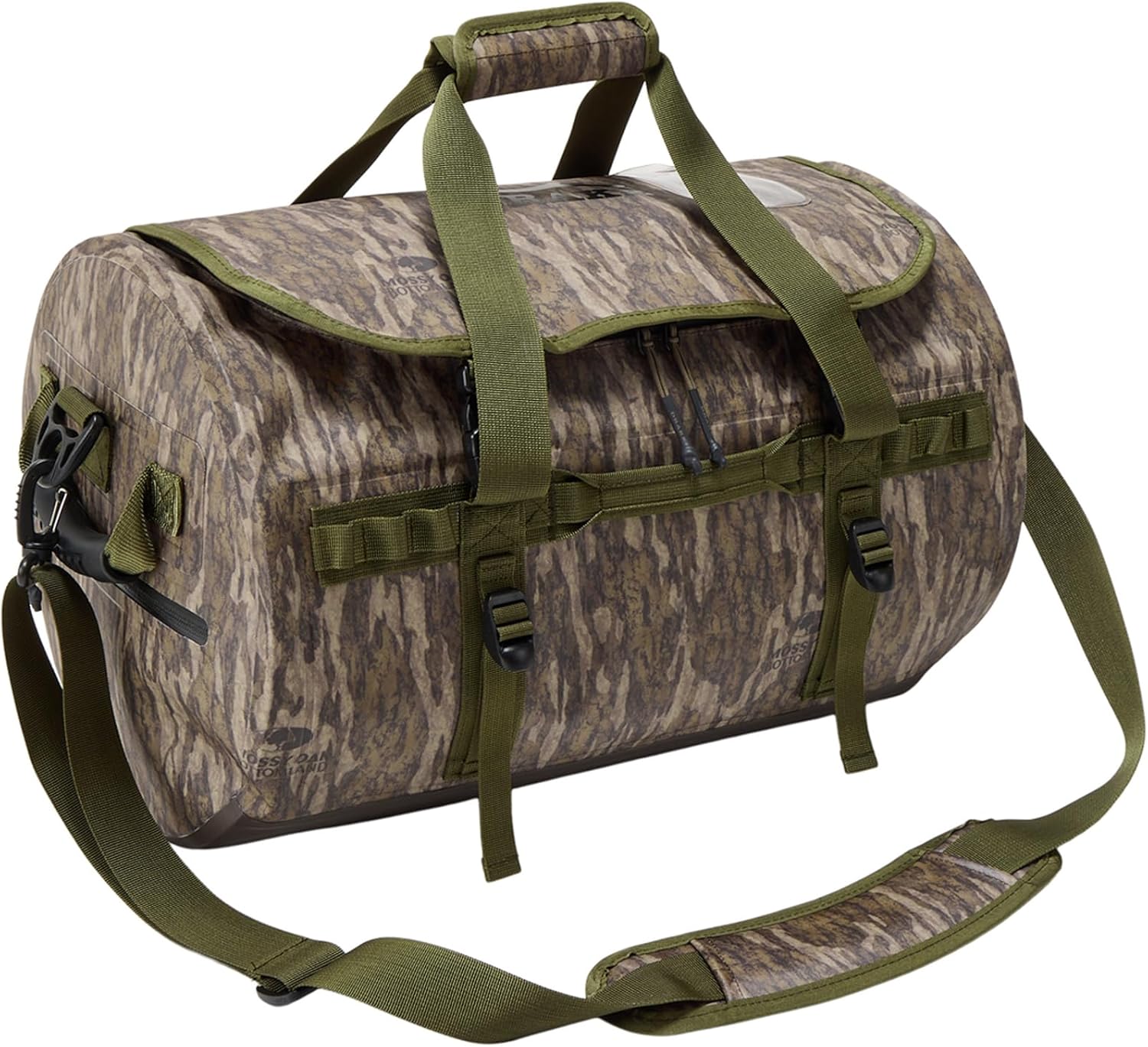 DRAKE WATERFOWL Hardline Waterproof Duffel Bag | Hunting Traveling Molle Loops ID Tag Holder Molded Handles | Green Timber | 60L