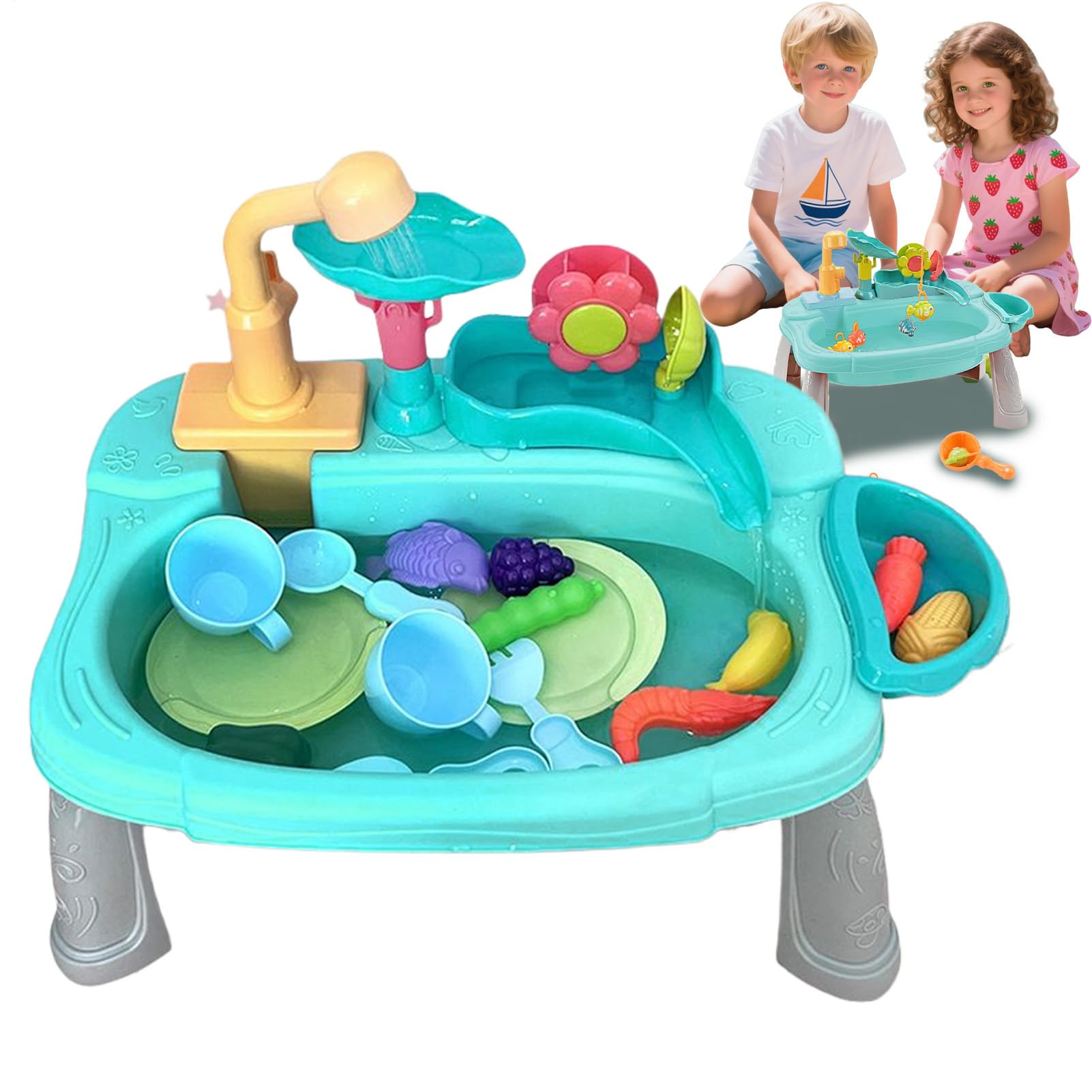 Fregadero de Juego con Agua Corriente,Juego de Imitación Lavavajillas para | de Imitación Lavavajillas para 3 Años y Más