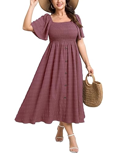 Plus Size Casual Maxi Boho Dress for Curvy Women Short