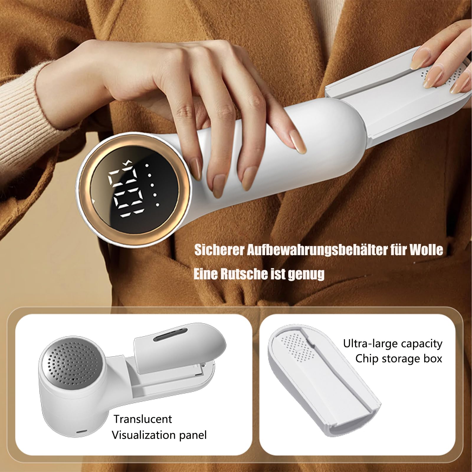 Fusselrasierer Elektrisch Mit LED-Display – 5 Stufen, USB-Ladung, Für Kleidung & Polster
