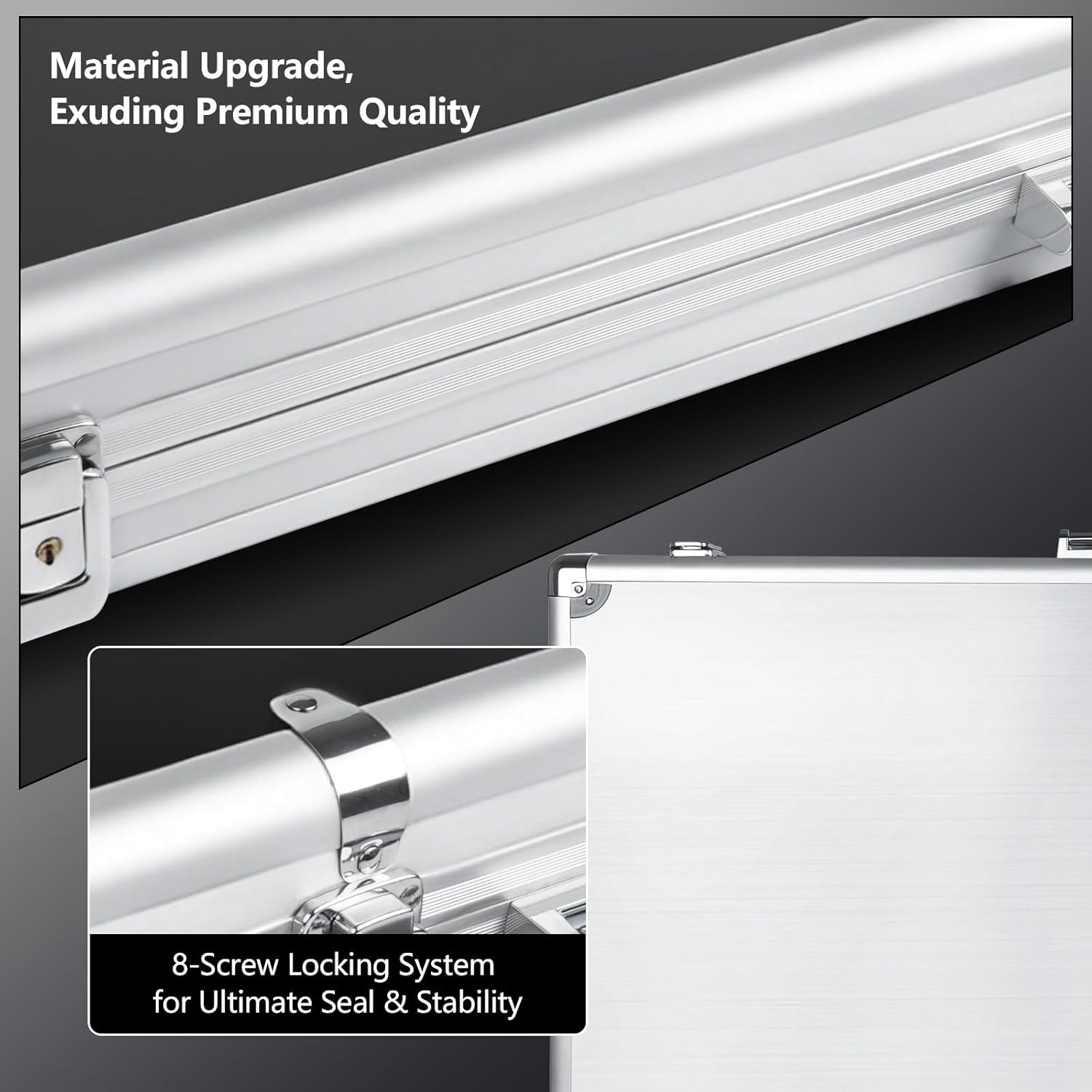 Card Show Display Case 34"x23" Large Aluminum,Trade Show Display Case Portable Trading with Lock&Acrylic Side&Handle Tabletop Showcase for Jewelry, Collectibles, Sports Cards,Silver