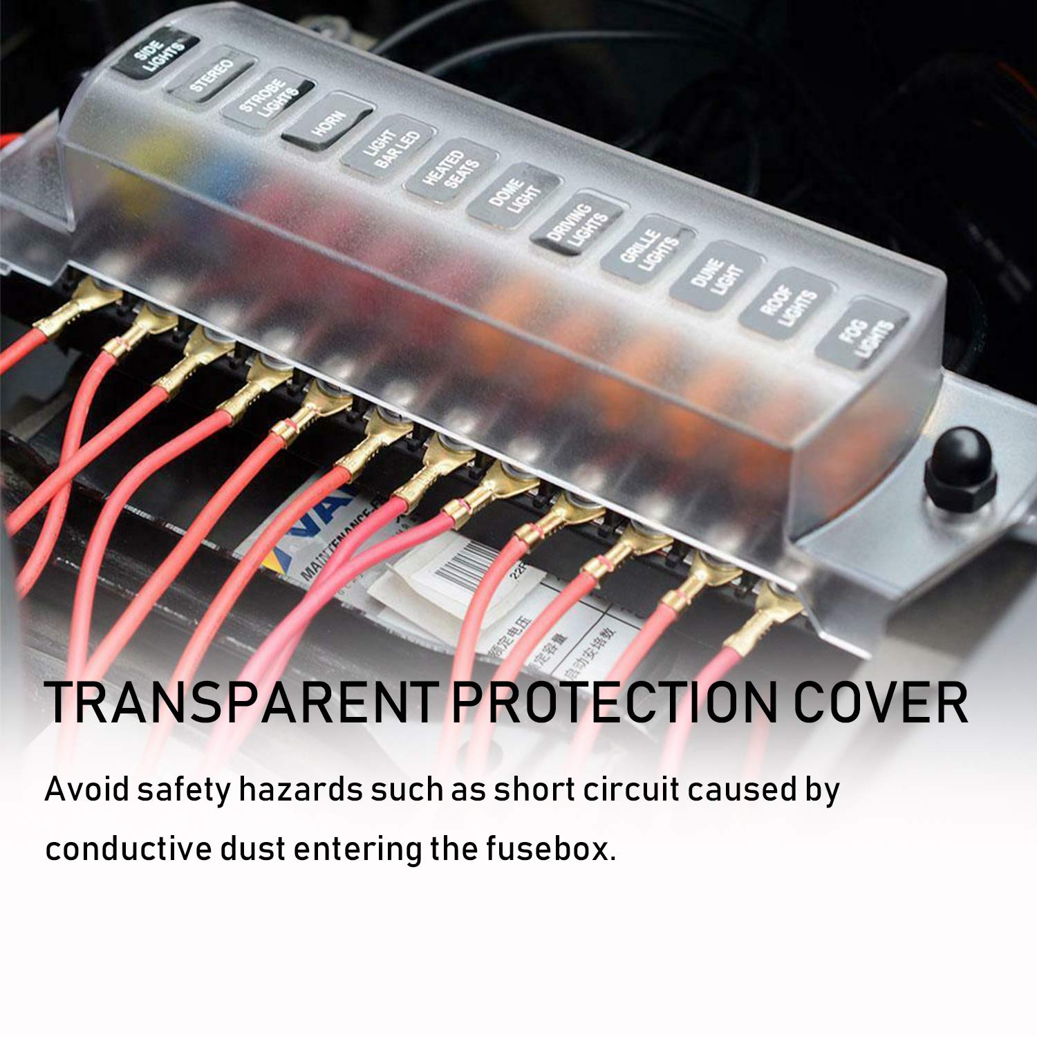 PSEQT 12 Way Blade Fuse Block with Negative Bus ATC/ATO Waterproof Marine Automotive Fuse Box Standard Circuit Holder Panel for Auto Boat Yacht Vehicle Auto RV Car Trailer Truck SUV