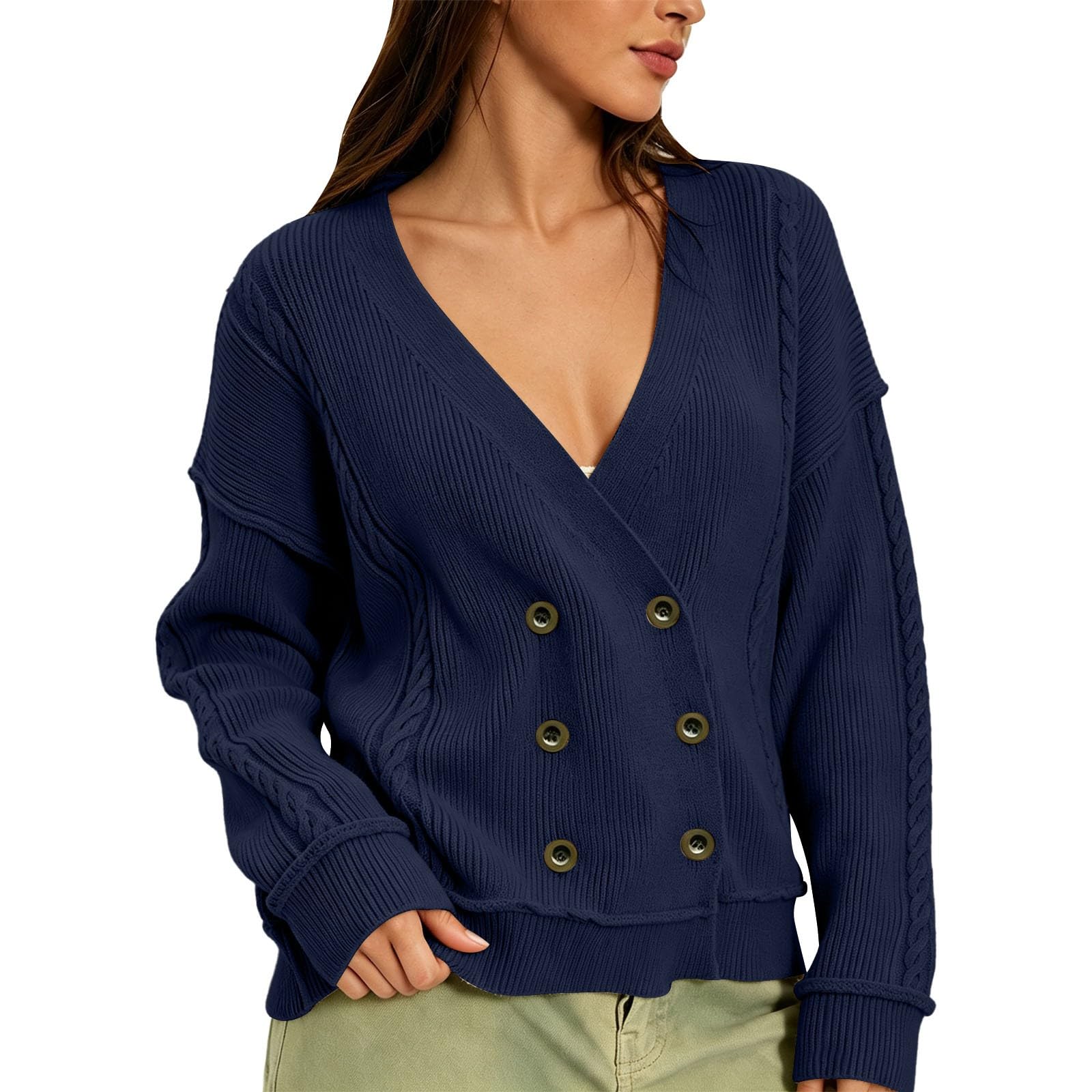 Gilet Femme Cardigan Chic Et Elegant Mi Long Automne Vêtement Chaud Epais