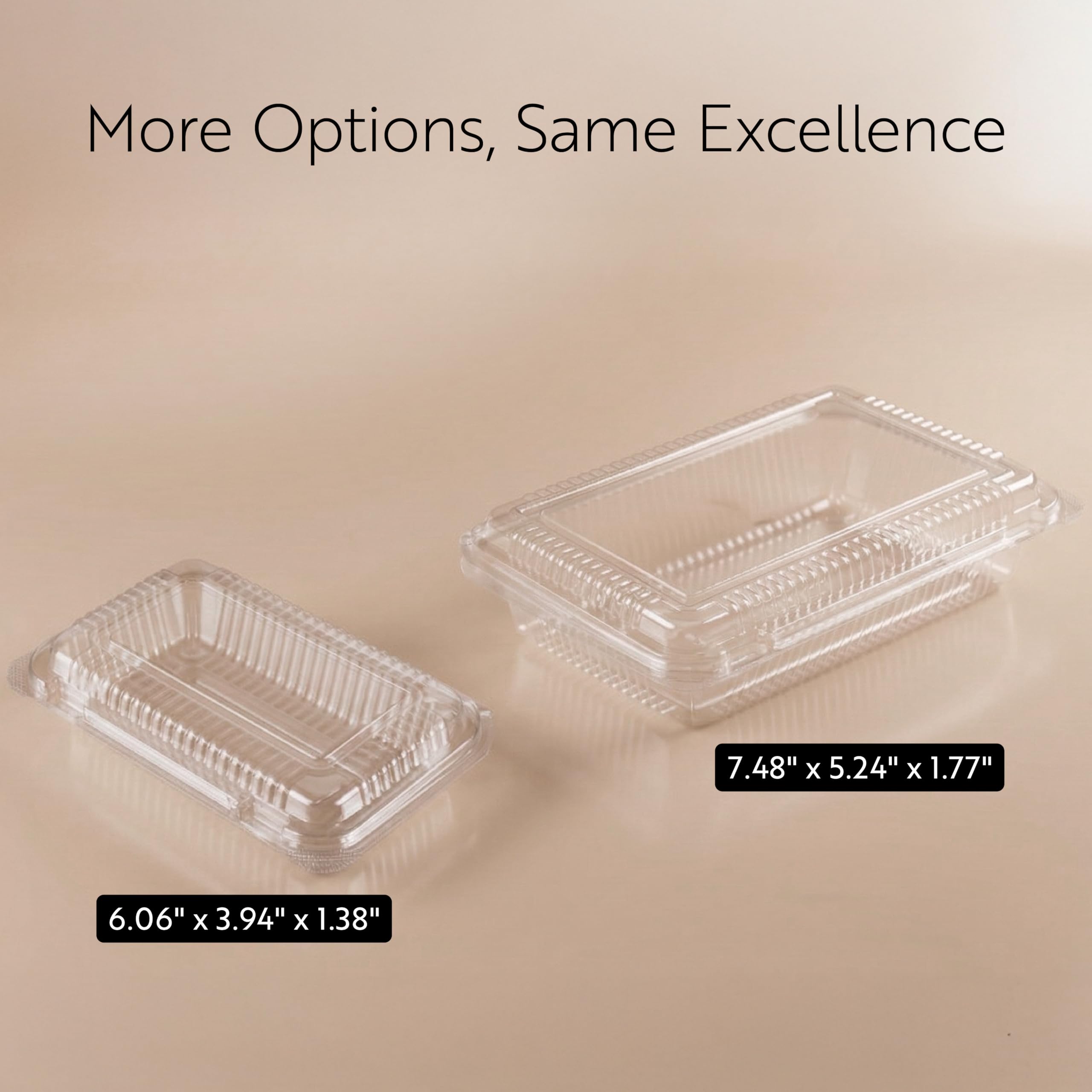 Restaurantware Thermo Tek - Contenedores de alimentos de 7.5 x 5.24 x 1.7 pulgadas, 100 recipientes rectangulares de concha - Contenedores de plástico transparente duraderos, resistentes, para