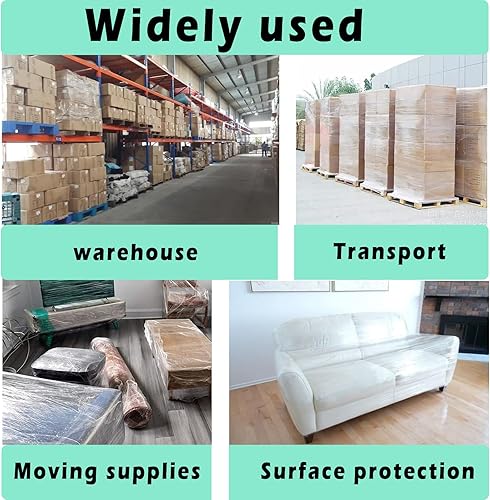 Miniatura 5 de EMPYNACL Película elástica, 2 unidades, 600% elástica, resistente, estrecha, con 2 asas, calibre 80, resistencia industrial, 5 pulgadas de ancho,