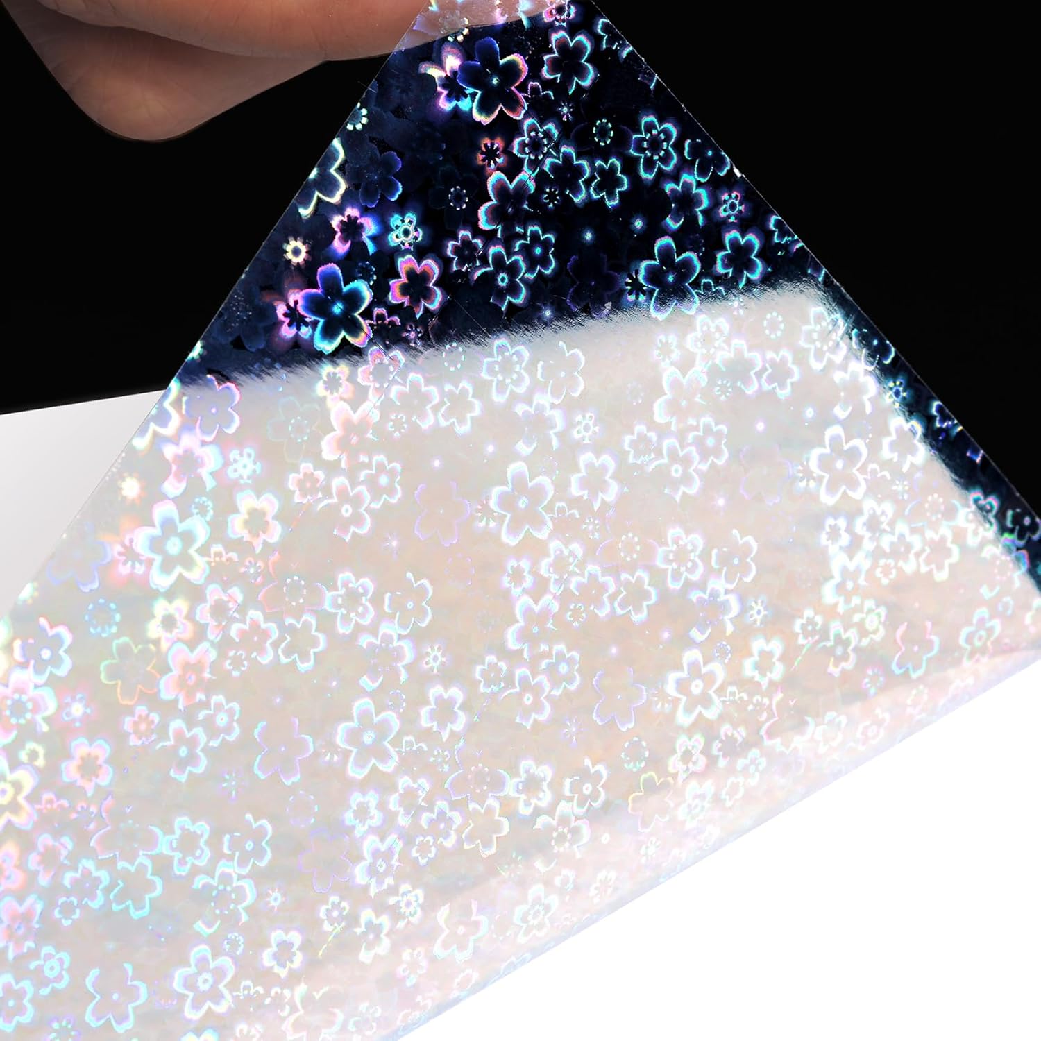 Livelynine 15.8x394 Clear Flower Contact Paper Peel and Stick Clear Contact Paper for Books Classroom Crafts Waterproof Sparkle Self Laminating Sheets No Machine Adhesive Holographic Sticker Laminate