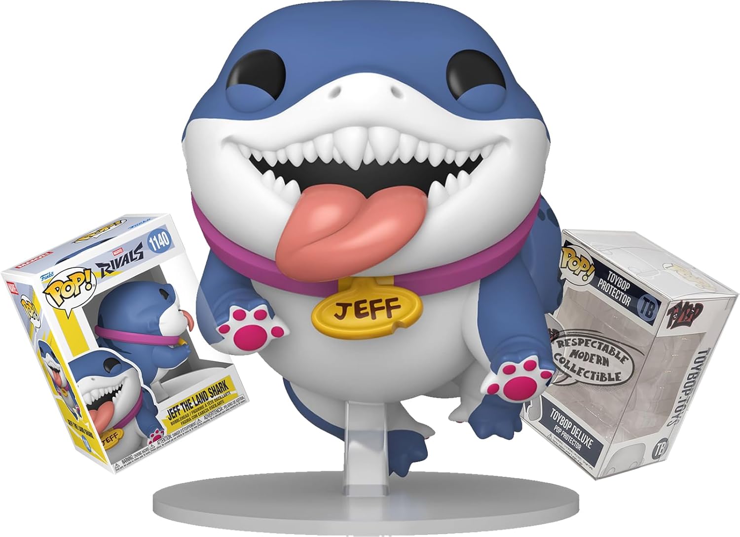 Funko Marvel Rivals Jeff The Land Shark + ToyBop Protector: Pop! Games Vinyl Figure (Bundled with Pro-Deluxe Pop Protector Collector Case Box Gift Set)