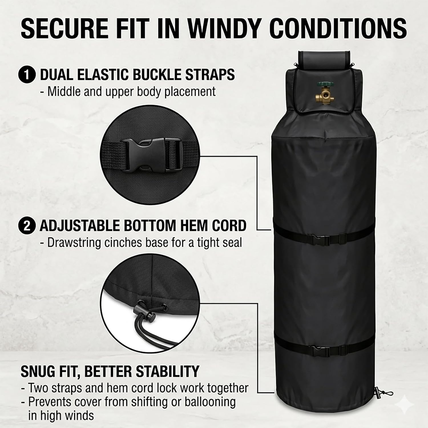 100 lb Propane Tank Cover Waterproof RV Patio Garage Heavy-Duty Tank Guard