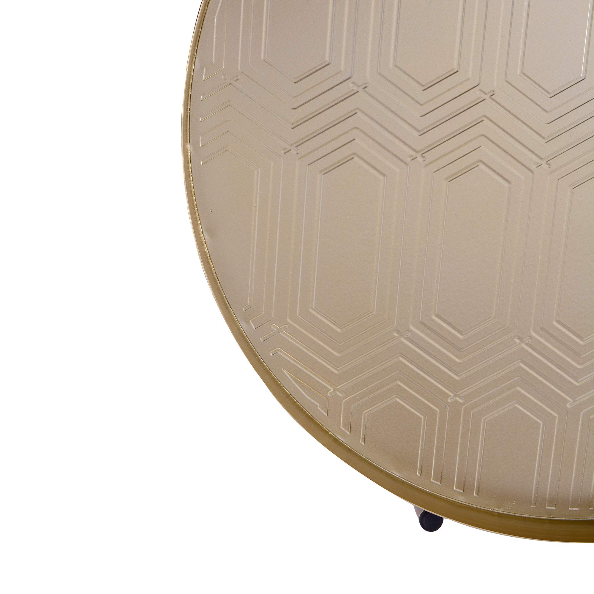 Tuoni Belly Tavolino Da Caffè in Metallo Verniciato Oro Con Vassoio Amovibile, Design Moderno, Ø43 Cm, Altezza 49 Cm Per Soggiorno E Camera