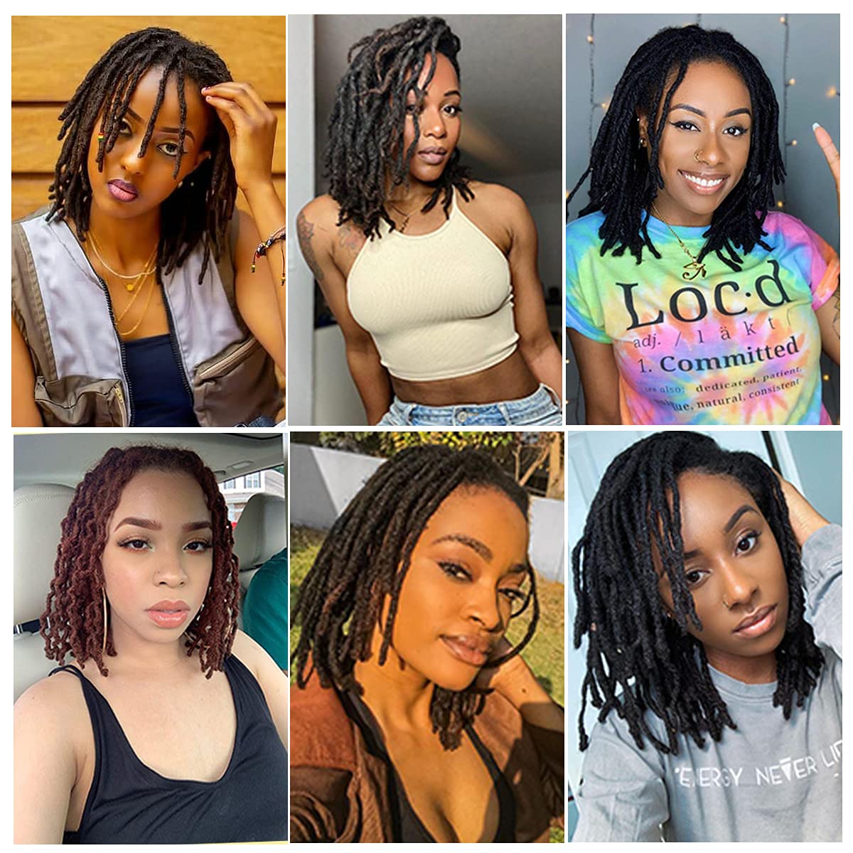 Dreadlock Extensions, 8inch Human Hair, 30 Strands, Natural Black, Handmade Solid Color Crochet Loc Extensions, 0.6cm Width, Hair Extension for Women/Men/Kids