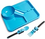 Dinneractive Dining Set for Kids - 3 PC Construction Themed Dinnerware - Tractor Utensils - Toddler Plates - Baby Dishes