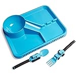 Dinneractive Dining Set For Kids - 3 PC Construction Themed Dinnerware - Tractor Utensils - Toddler Plates - Baby Dishes