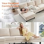 111" Sofa sectionnel en forme de glace en velours U, 4 Sofa de la mer, Beige
