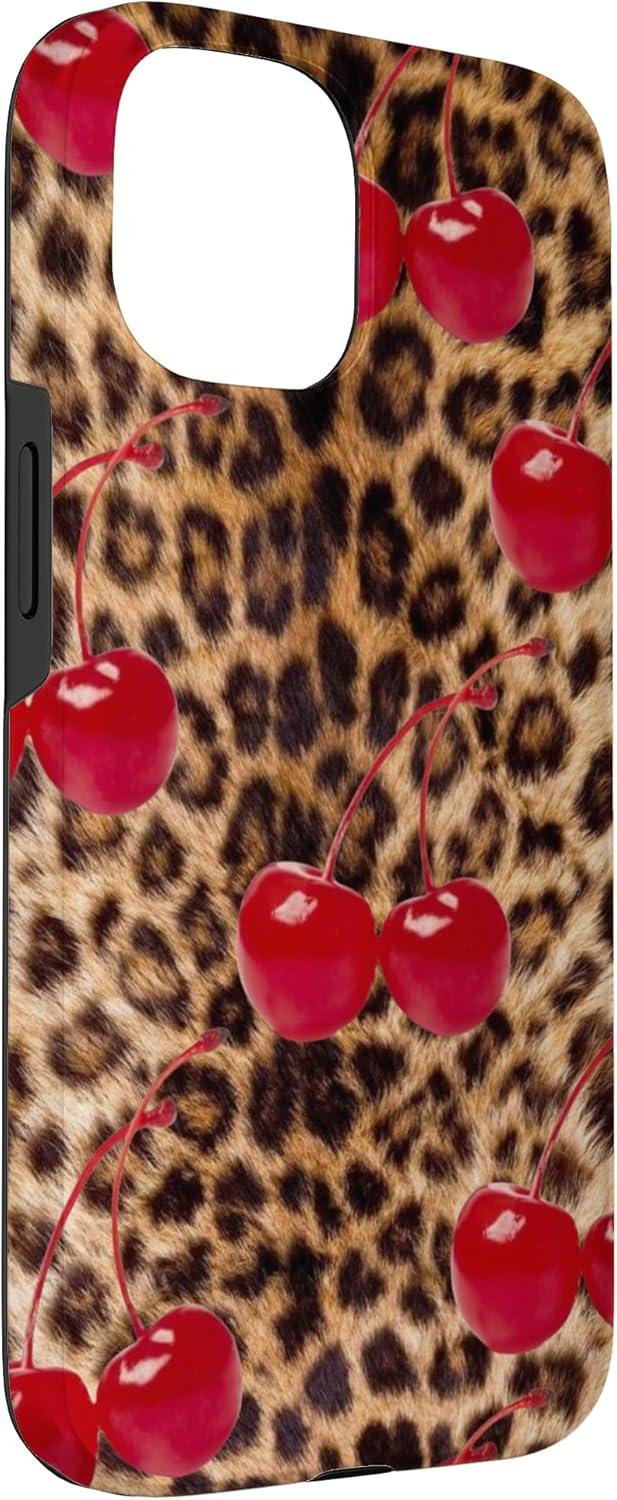 Cherry cheetah Case for iPhone 15