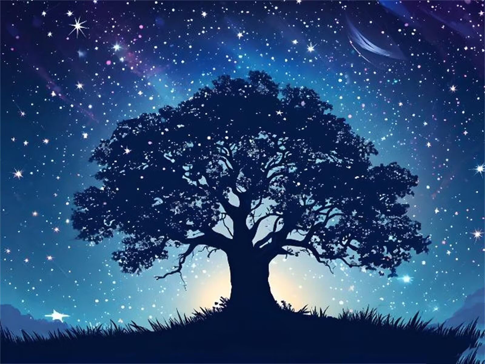 Kit de Pintura por Números, Árbol estrellado Pintar por Numeros Adultos Niños, DIY Paint by Number Kit con Pinceles y Pinturas Acrilicos, Lienzos para Pintar Pinturas Hogar Decoración 30x20cm s-11806