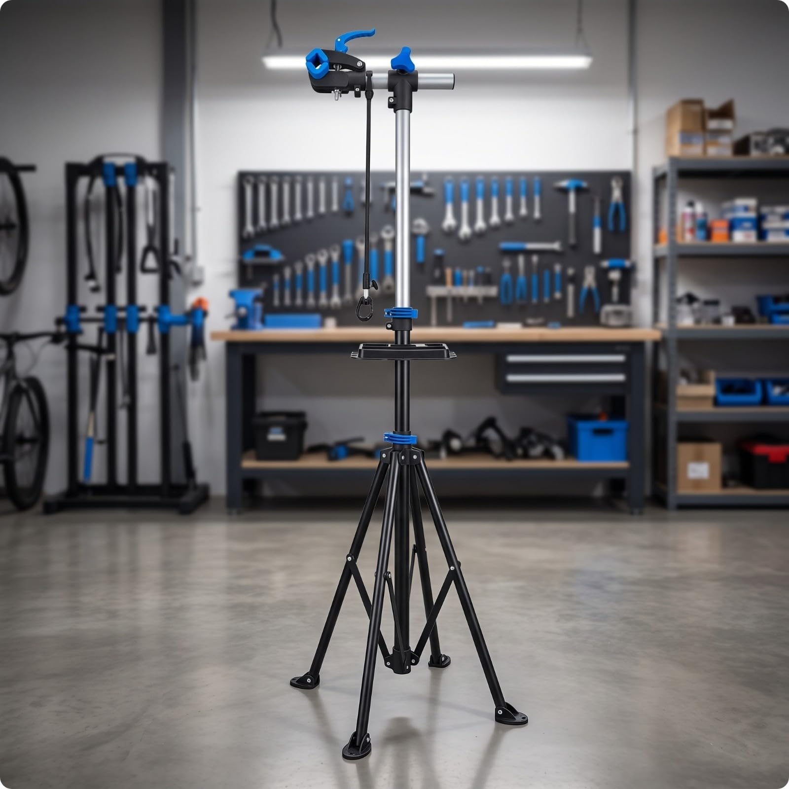Milageto Cavalletto Regolabile per Bici Portatile | Pieghevole, Cavalletto da Officina per Bicicletta, Salvaspazio, Garage, Ciclisti, Meccanici di Biciclette , Nero E Rosso