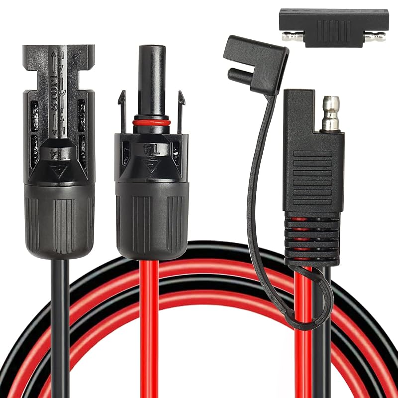 Cabo de extensão para painel solar com conector SAE 10AWG, 2,44 m, adaptador reversor de polaridade MOOKEERF, kit com 2 peças