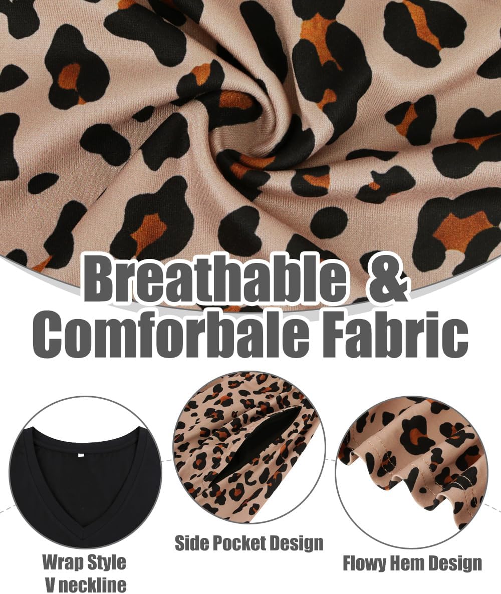 CARCOS Plus Size Dresses for Curvy Women V Neck Long Sleeve Patchwork Casual Wedding Cocktail Dress with Pocket XL-5XL - Image 4