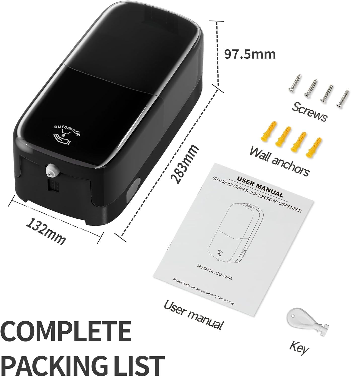 Automatic Soap Dispenser Wall Mount, 33.8oz/1000ml Dish Soap Dispenser for Bathroom, Touchless Electric Commercial Soap Dispensers Kitchen, Black