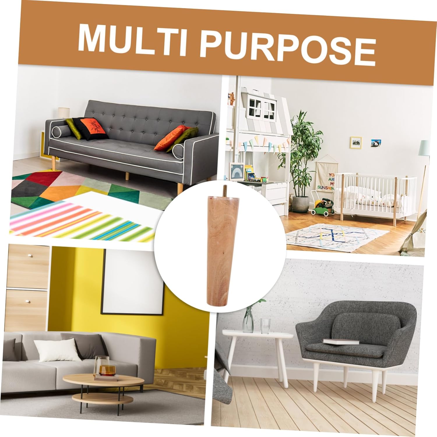 4Pcs Wooden Sofa Legs Solid Furniture Feet for Couch Tv Cabinet Dresser Height with Screw Noise Reducing Elegant Design