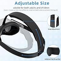 Vista 5 de Correa para la cabeza para auriculares 0culus Quest 2, correa de cabeza ajustable VR con 4 tapas de agarre para el pulgar del controlador - blanco