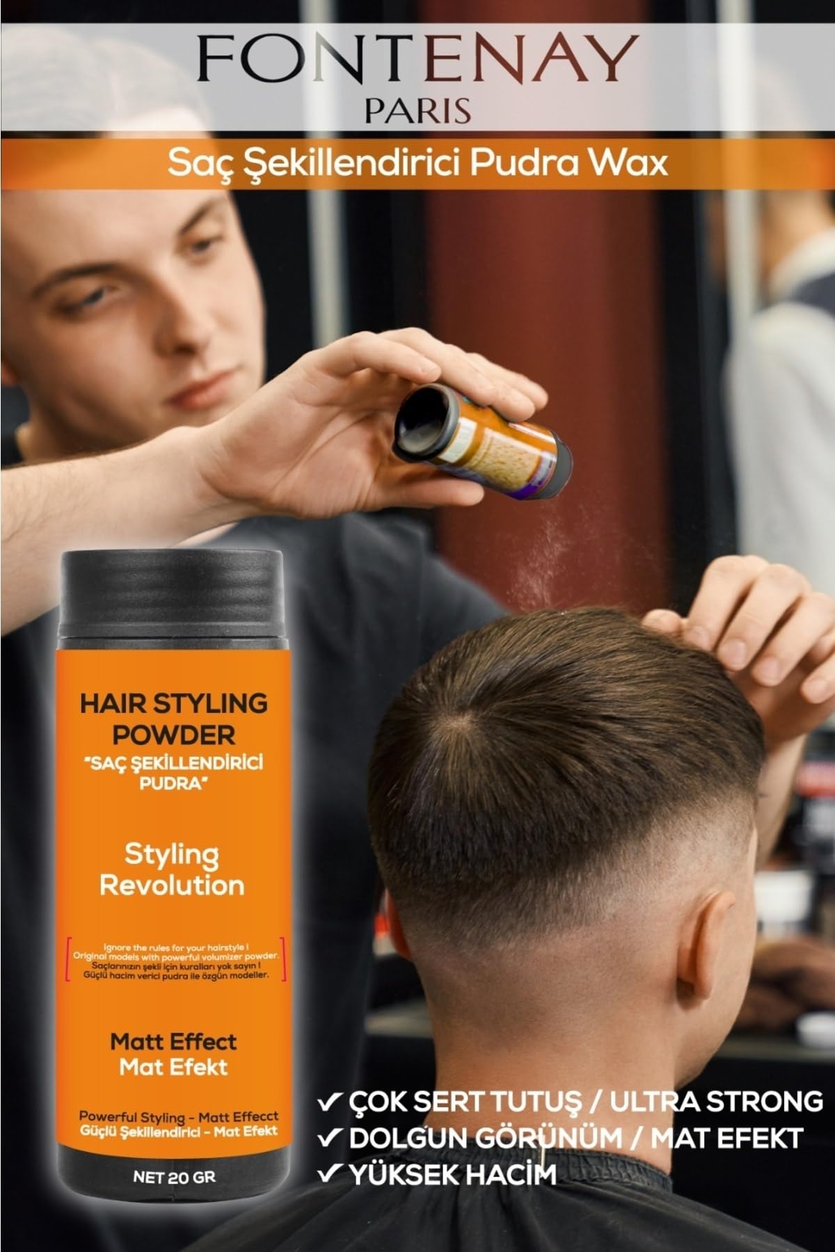 Fontenay Saç Şekillendirici Pudra Toz Wax Ultra Strong X2 Profesyonel Saç Fırçası 1018 3'Lü Set