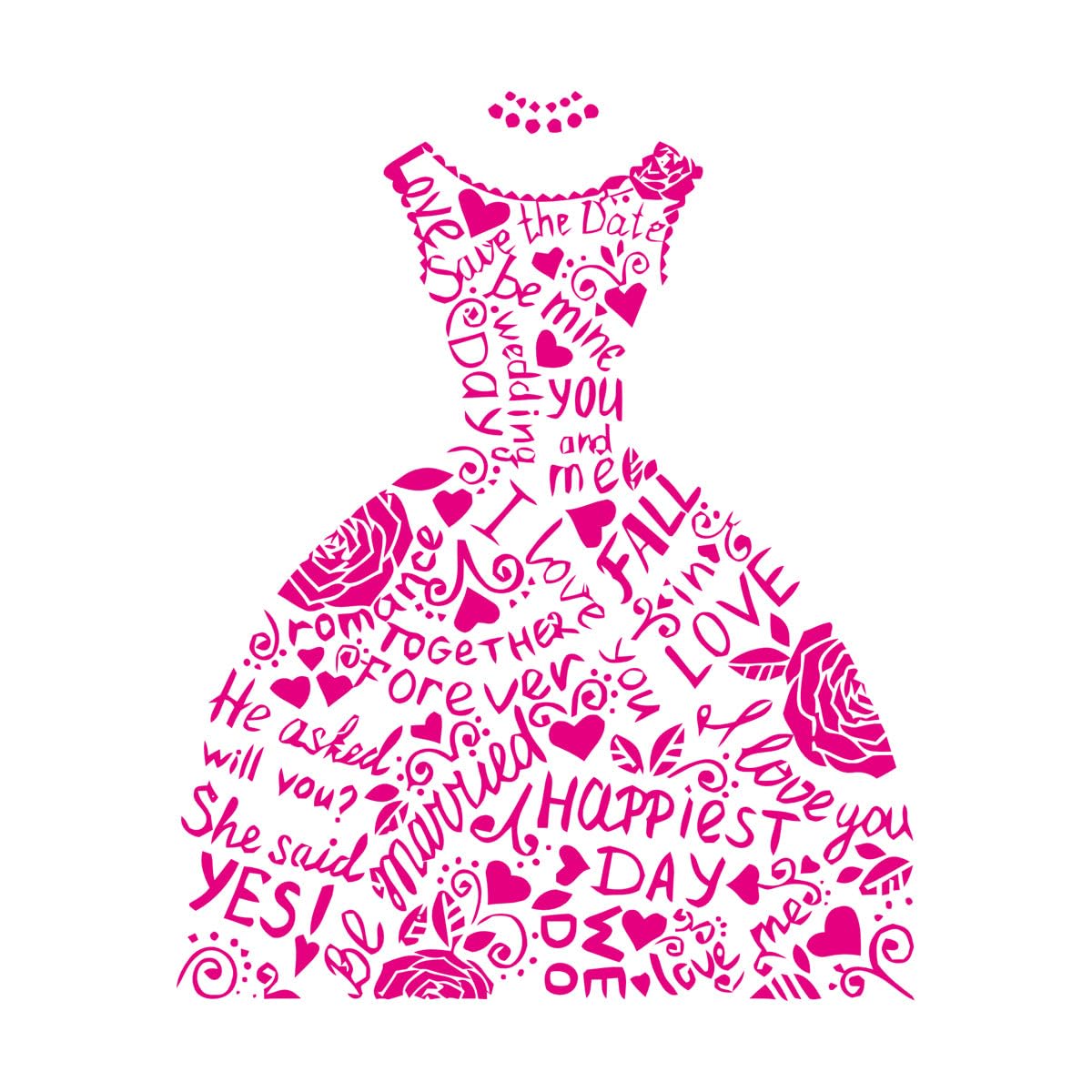 Mural and Wall Vinyl Decal Wedding Dress Bridal Shop Marriage Fashion 81x100.8cm Equipped with Transfer Film kit Extra Large Rosered