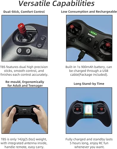 Miniatura 3 de Alaohu Radiolink T8S 8 canales Transmisor y receptor RC R8EF 2.4GHz Sistema de controlador de radio para RC FPV Drone Multirotor Ala Fija Car Boat