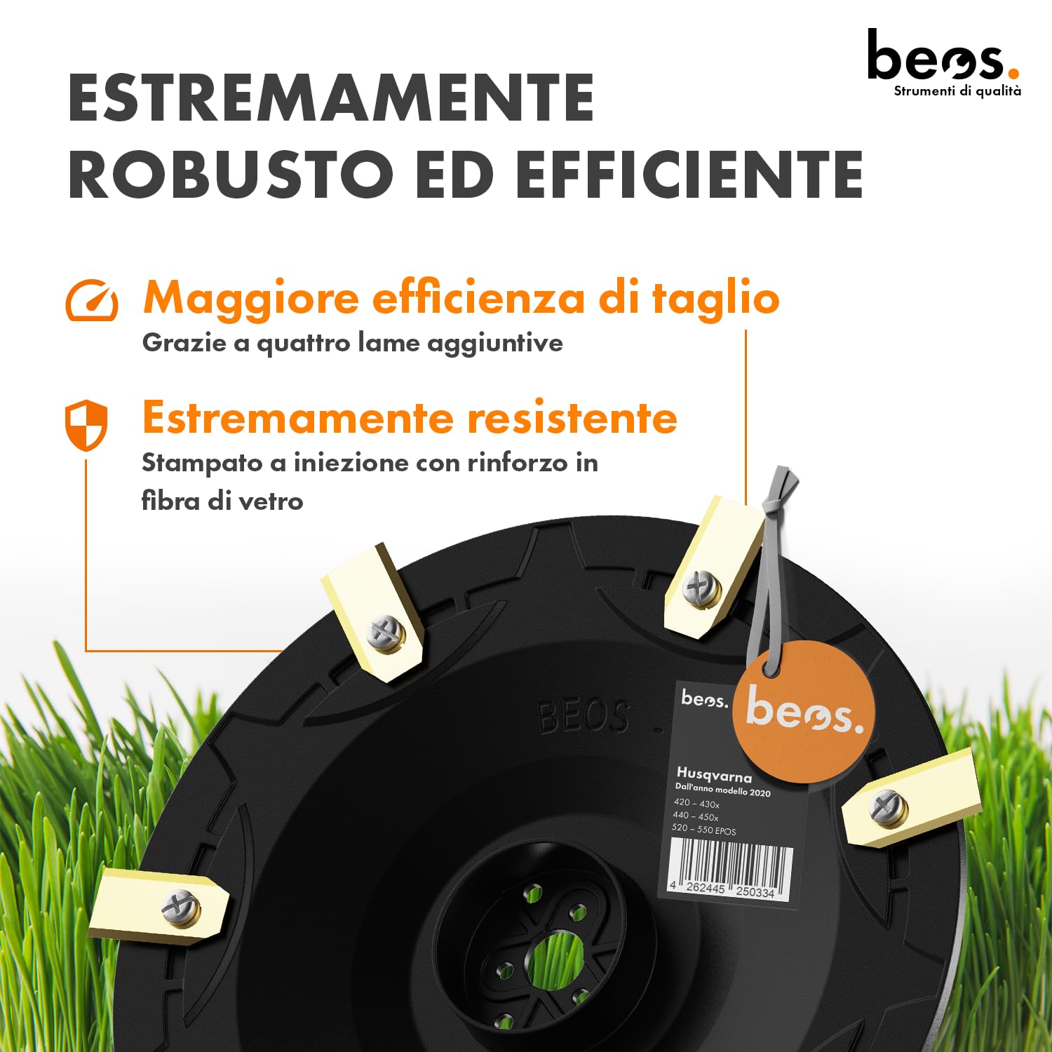 BEOS Disco Porta-Lame modificato per Robot Tosaerba Premium - Disco Porta-Lame Rinforzato con Fibra di Vetro per 7 Lame - Husqvarna 315x|420|440|430x|450x|520 EPOS|550 - Ø 222 mm