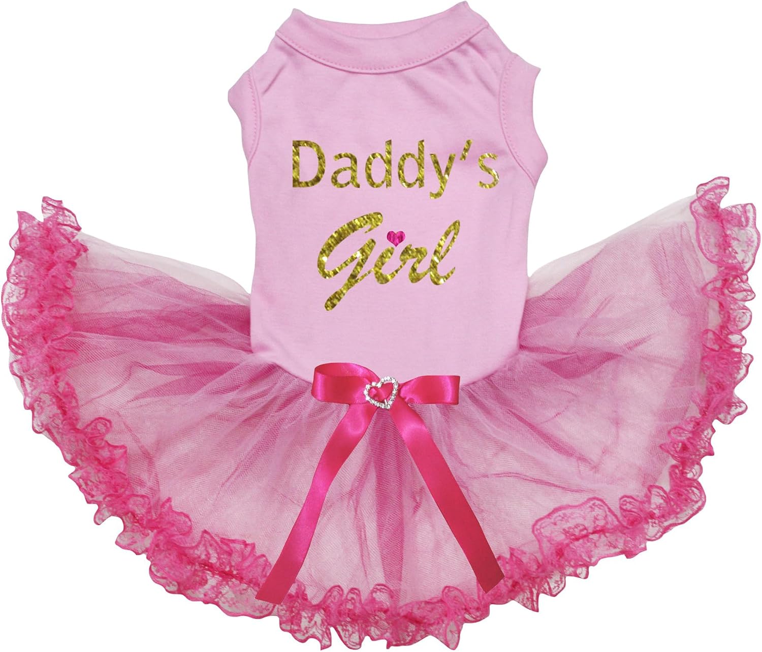 Petitebella Daddy's Girl Puppy Dog Dress (White/Gold LED, X-Large)