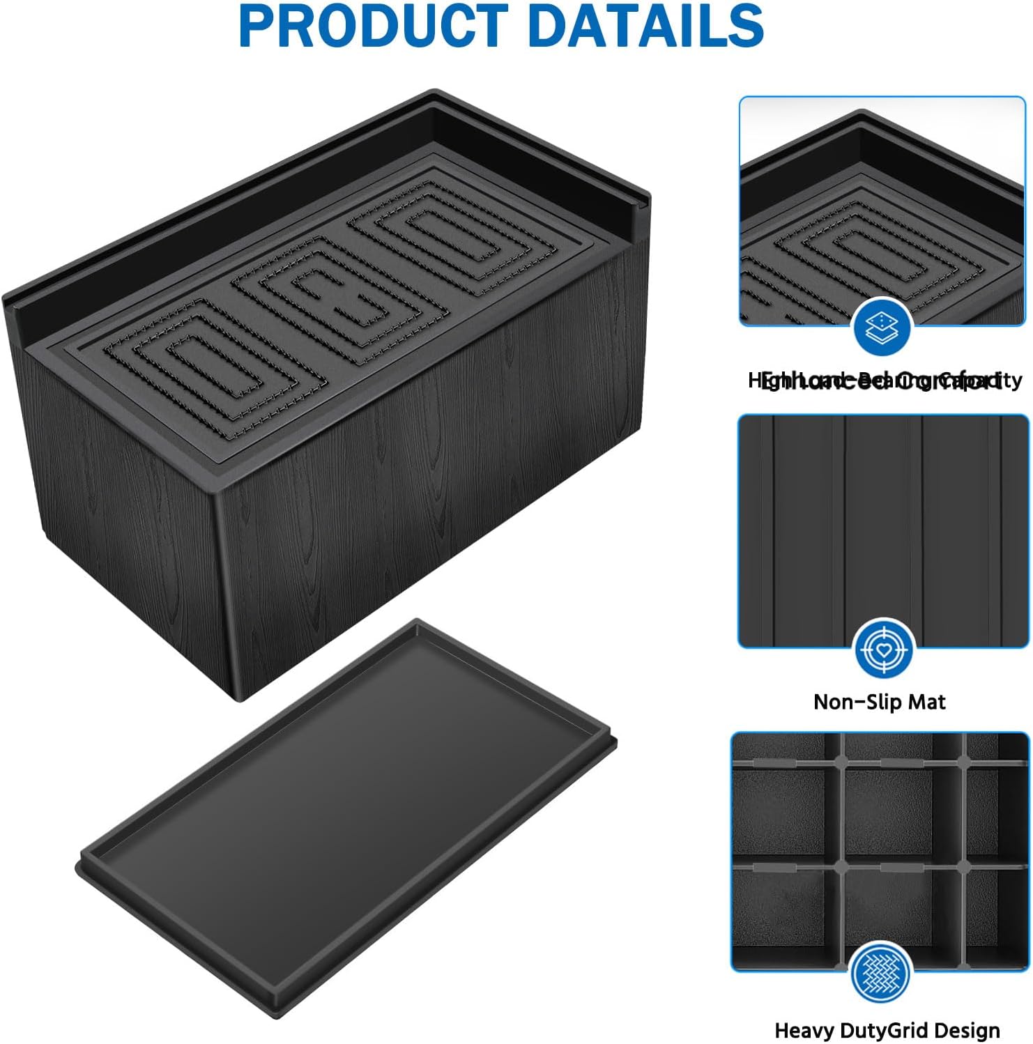 Bed Risers 3 inch,Furniture Risers for Bed Desk Table Sofa Couch,Oversized Rectangle Bed Lfits Risers,Extra Large Supports up to 11000 lbs (8 Pack Black)