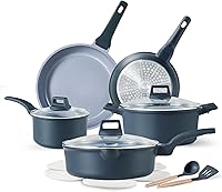 CAROTE 14-Piece Ceramic Nonstick Cookware Set - Pots & Pans with Lids, Induction Compatible, PFOA-Free, Even Heat