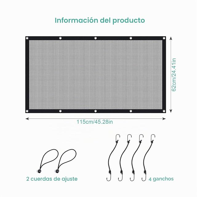 Foto 2 de 7 de Red para perros para coche, 115 x 62 cm, red de separación para maletero con cuerda y ganchos