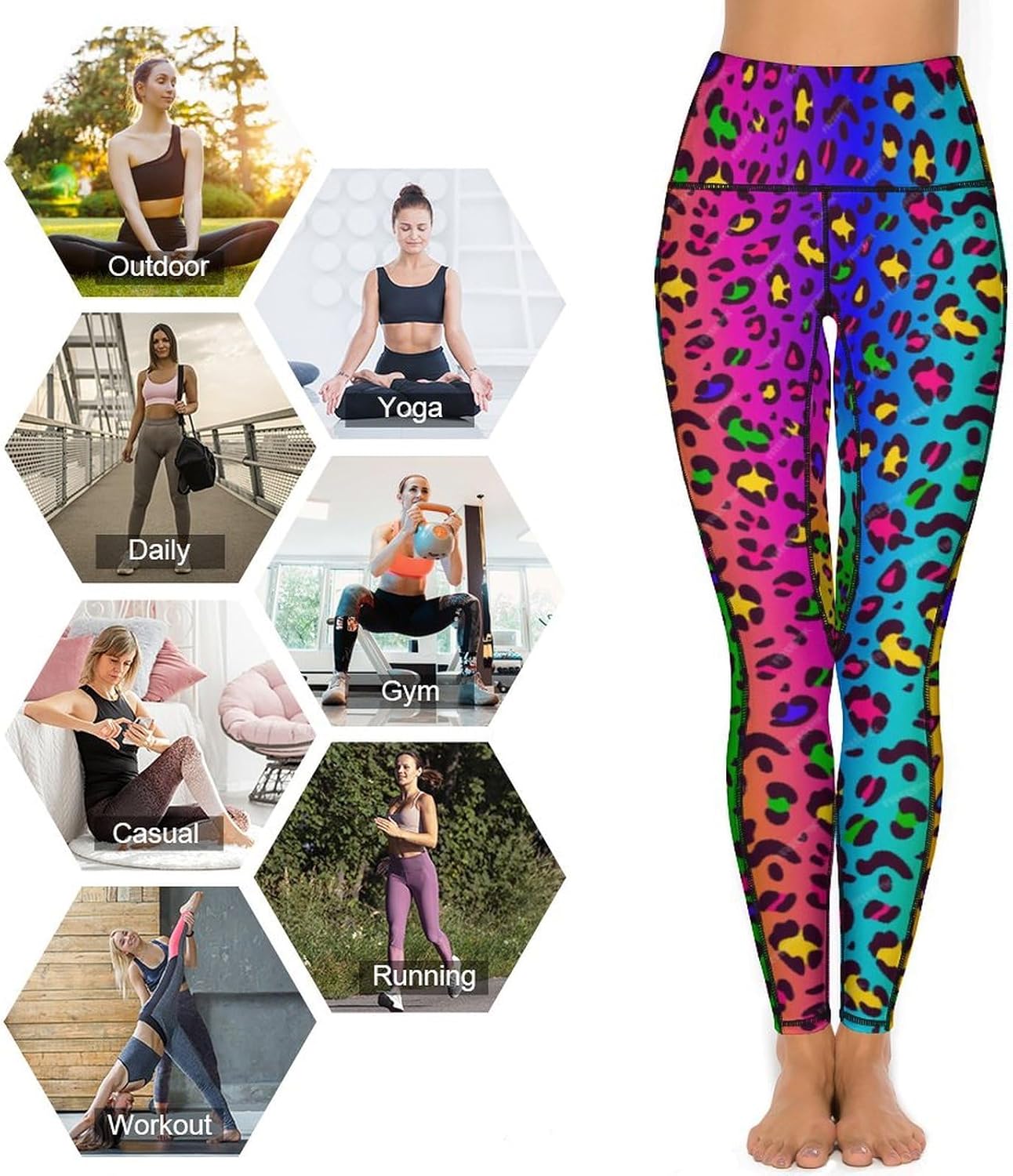 High Waisted Exercise Yoga Pants for Women Running Sports Workout Yoga Leggings with Pockets - Image 5